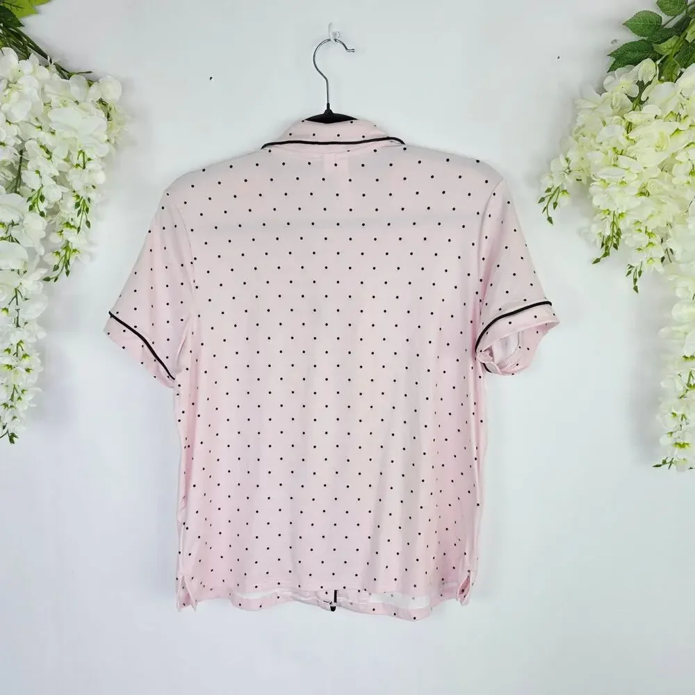 Joyspun Pajama Set Women Medium Pink Polka Dot Soft Lounge Coquette Buutery Soft